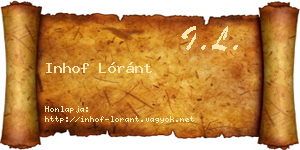 Inhof Lóránt névjegykártya